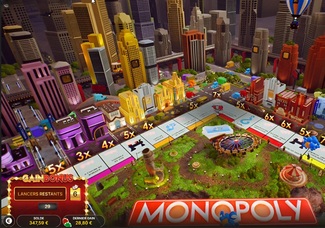 Vue aérienne du plateau 3D de Monopoly Roulette