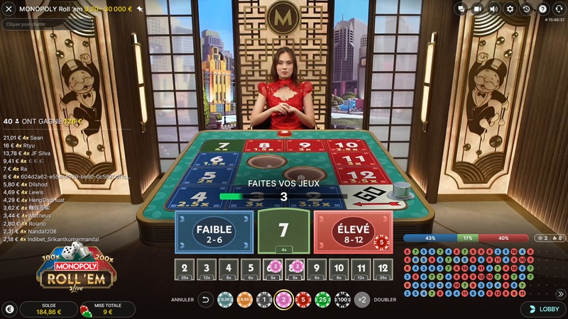 Table de Monopoly Roll'em avec croupière